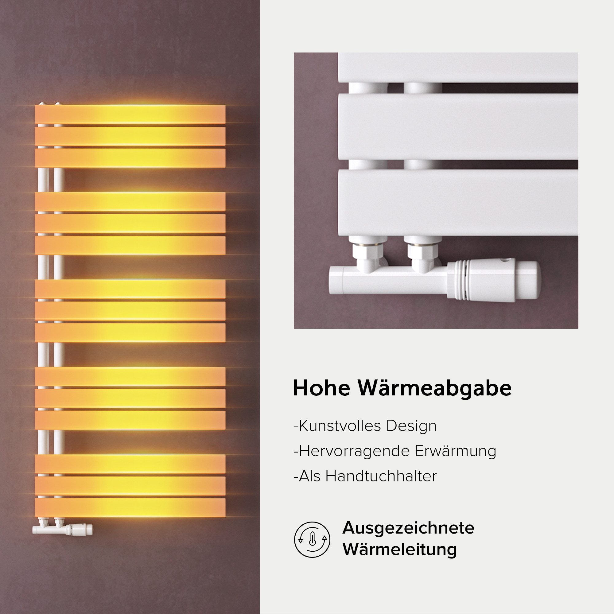 doporro Badheizkörper Badheizkörper Badheizung Handtuchwärmer Seitenanschluss 440 Watt