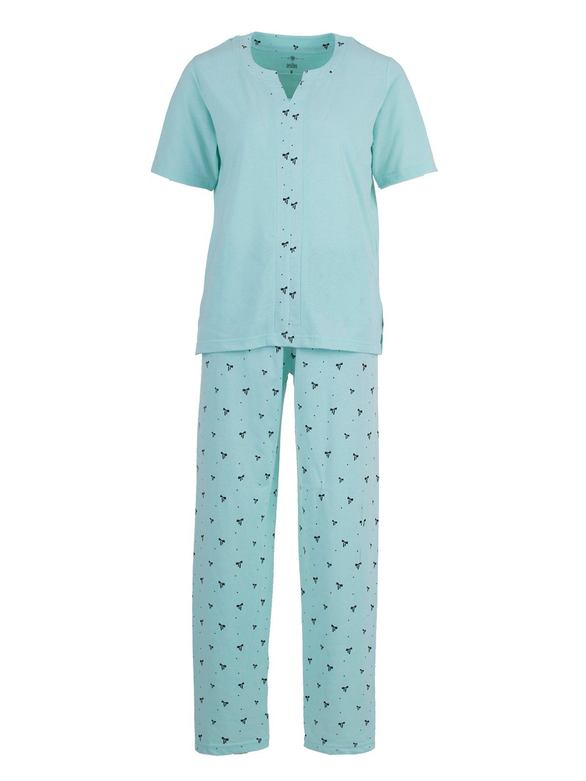 zeitlos Schlafanzug Pyjama Set Schleife mint - Kurzarm