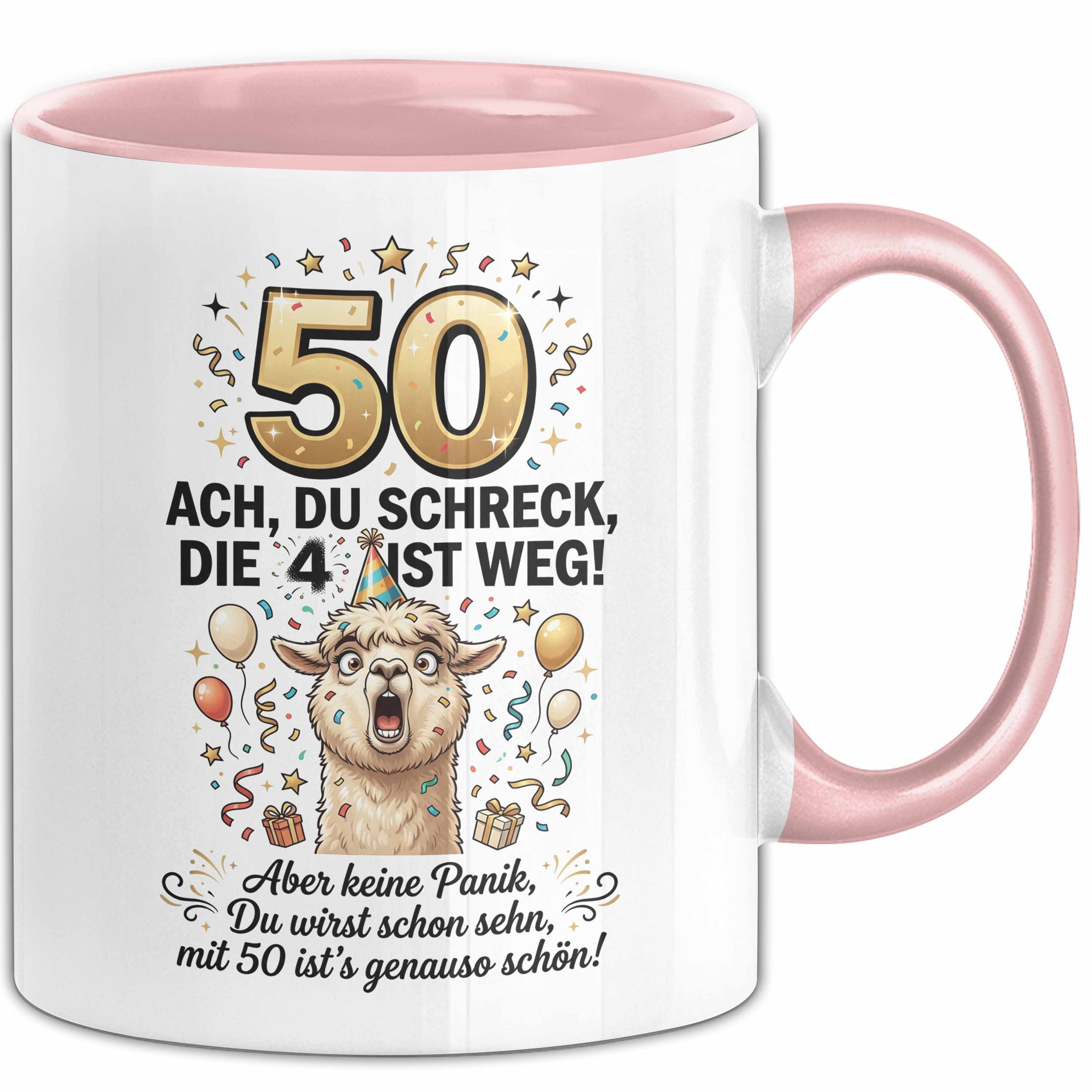 Trendation Tasse 50 Geburtstag Tasse Geschenk Ach Du Schreck Die 4 Ist Weg Geschenkidee, Keramik
