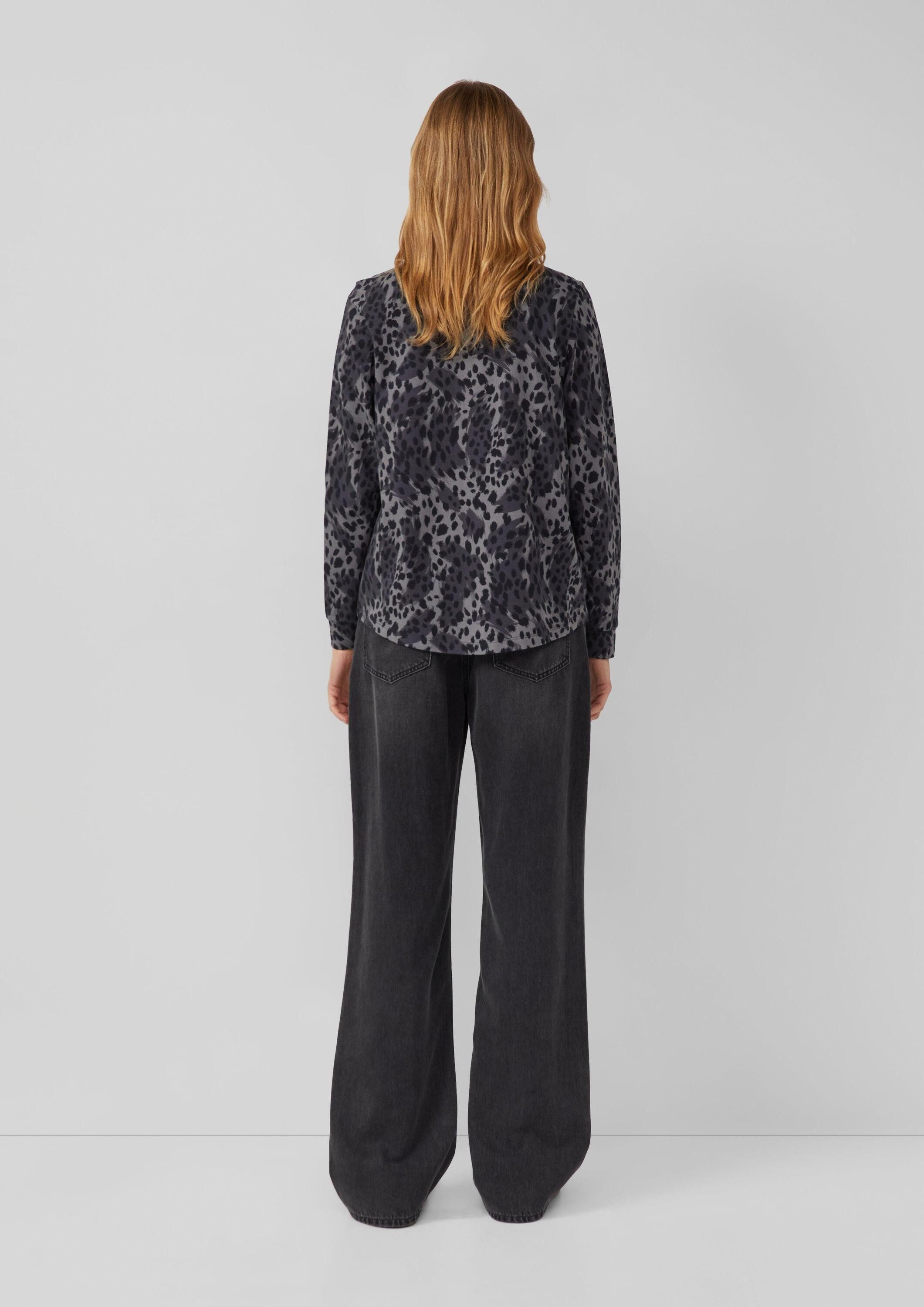 s.Oliver Langarmshirt T-Shirt Jerseybluse mit Leo-Muster