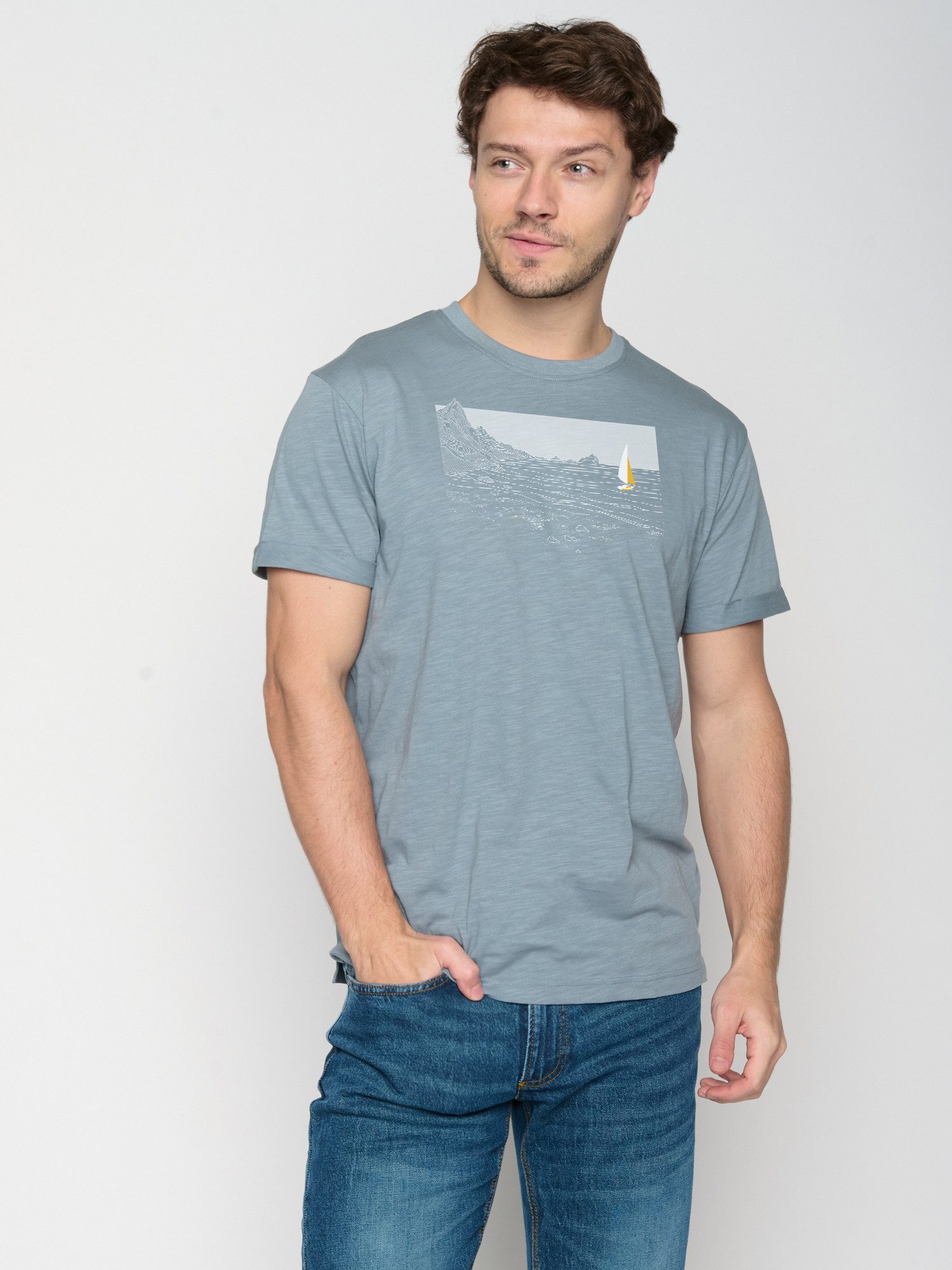 GreenBomb T-Shirt Roll Nature Cliffsail Motiv Berge (1-tlg., 1) Rundhalsausschnitt, Bio-Baumwolle, GOTS Zertifiziert
