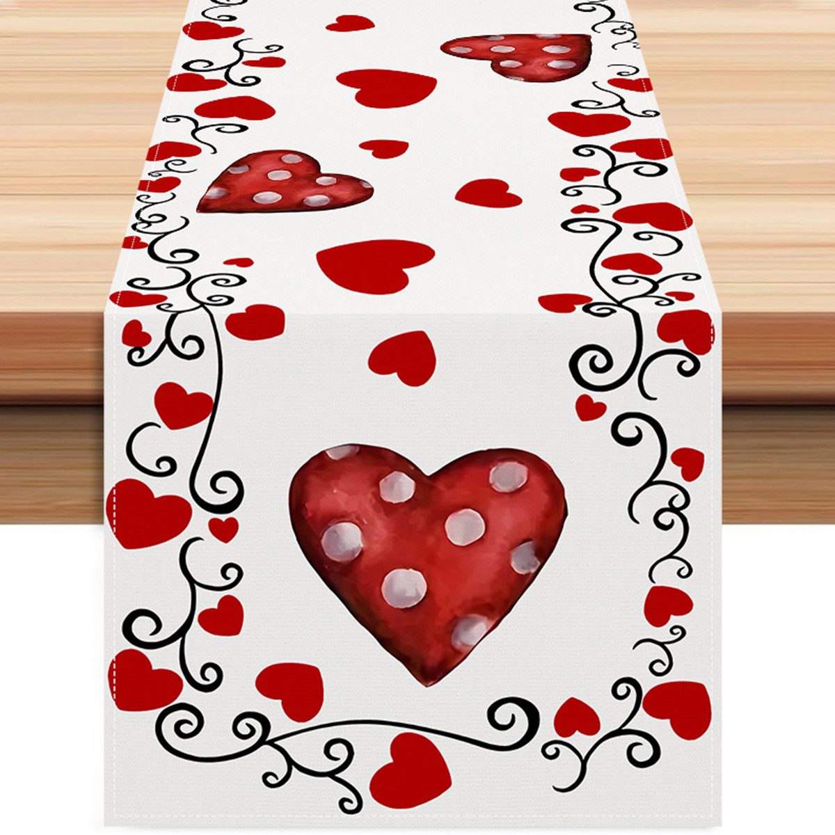 Tischläufer LOVE Lippen Leinen Tischläufer Druck, Valentinstag Tischdekoration