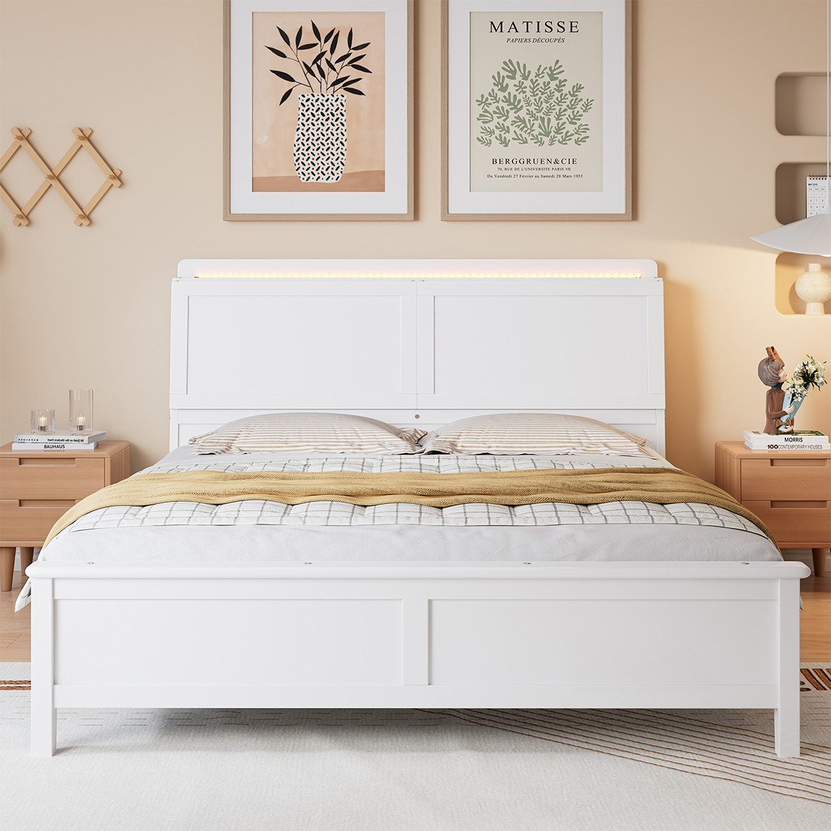 Bett Doppelbett mit herunterklappbarer Tür Umgebungslichtstreifen