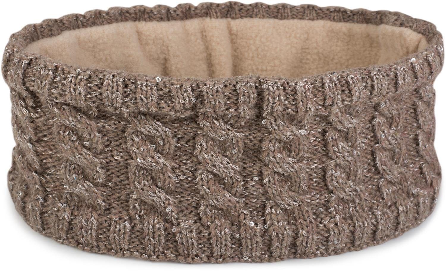 styleBREAKER Stirnband Strick Stirnband Zopfmuster Pailletten günstig online kaufen