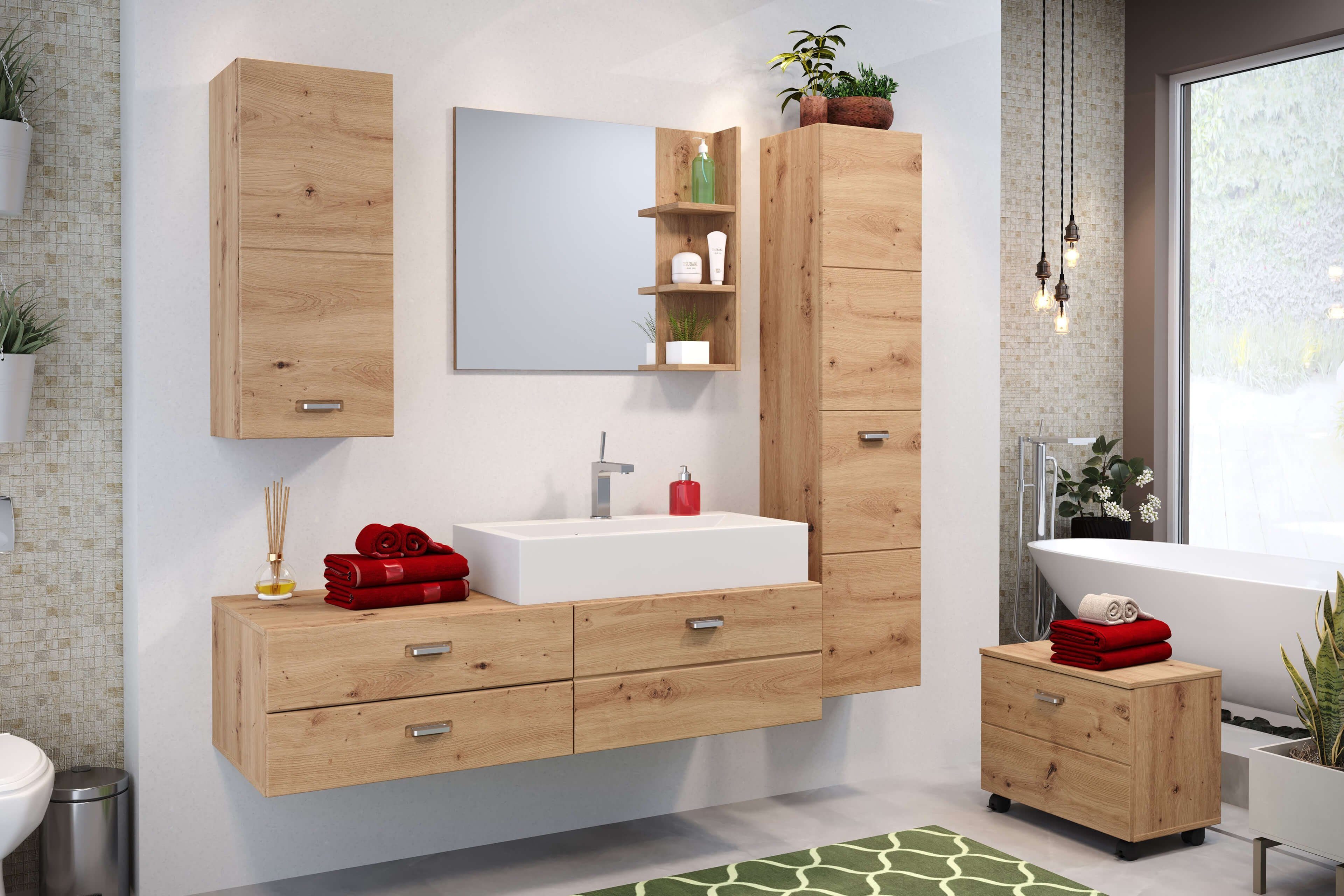 Newroom Hochschrank »Luana« Hängehochschrank mit Innenspiegel Artisan Eiche  Modern Industrial Badezimmerschrank Badschrank Badezimmer online kaufen |  OTTO