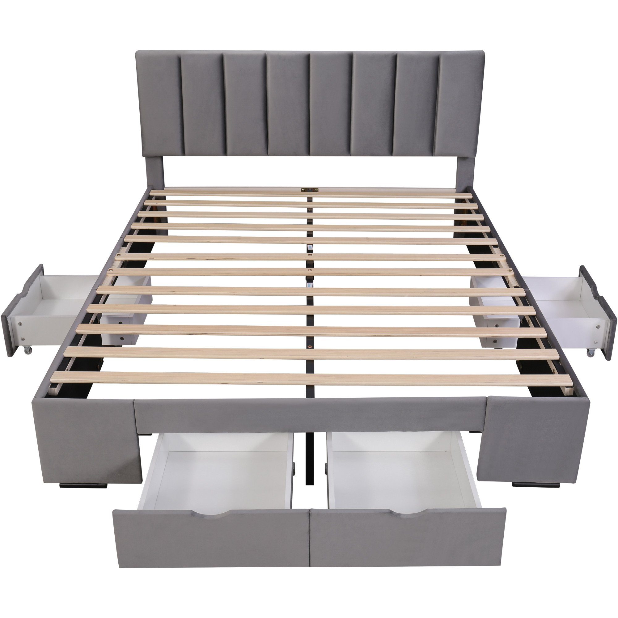 OKWISH Polsterbett Doppelbett Stauraumbett Bett mit Lattenrost (Mit 4 Schub günstig online kaufen