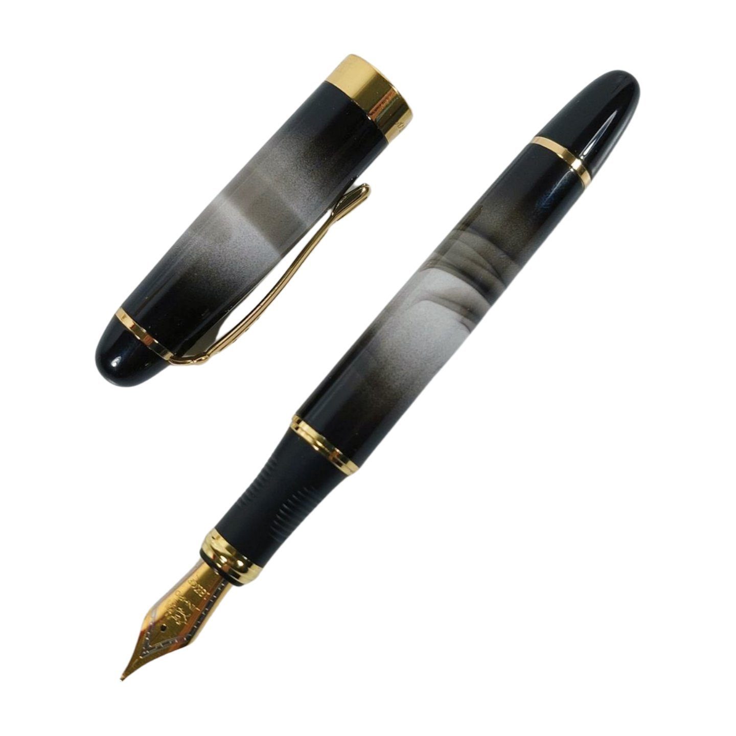 Ware aus aller Welt Füllfederhalter Edler Kolbenfüller Stahlfeder vergoldet mit Stiftetui, (1-tlg)