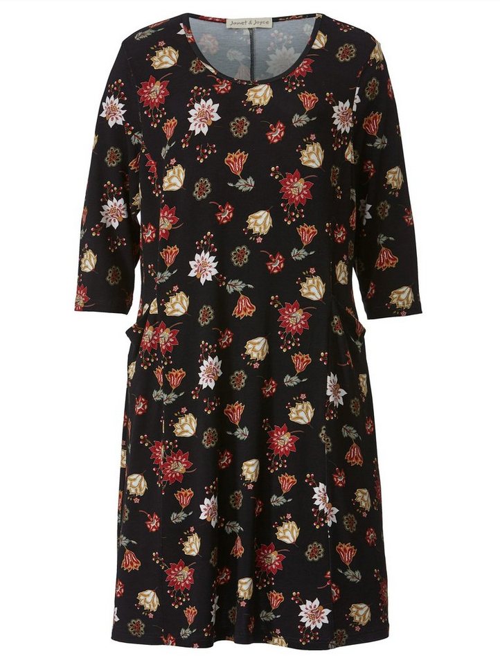 Janet & Joyce by HAPPYsize Jersey-Kleid mit floralem Druck in schwarz