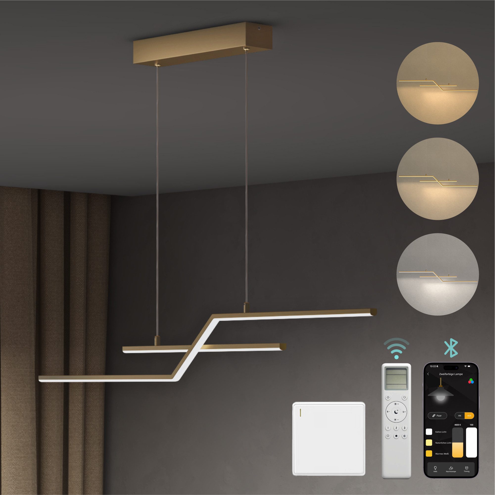 Mai & Mai LED Pendelleuchte LED Hängelampe Linear design Verstellbares Hängeleuchte Luvina10