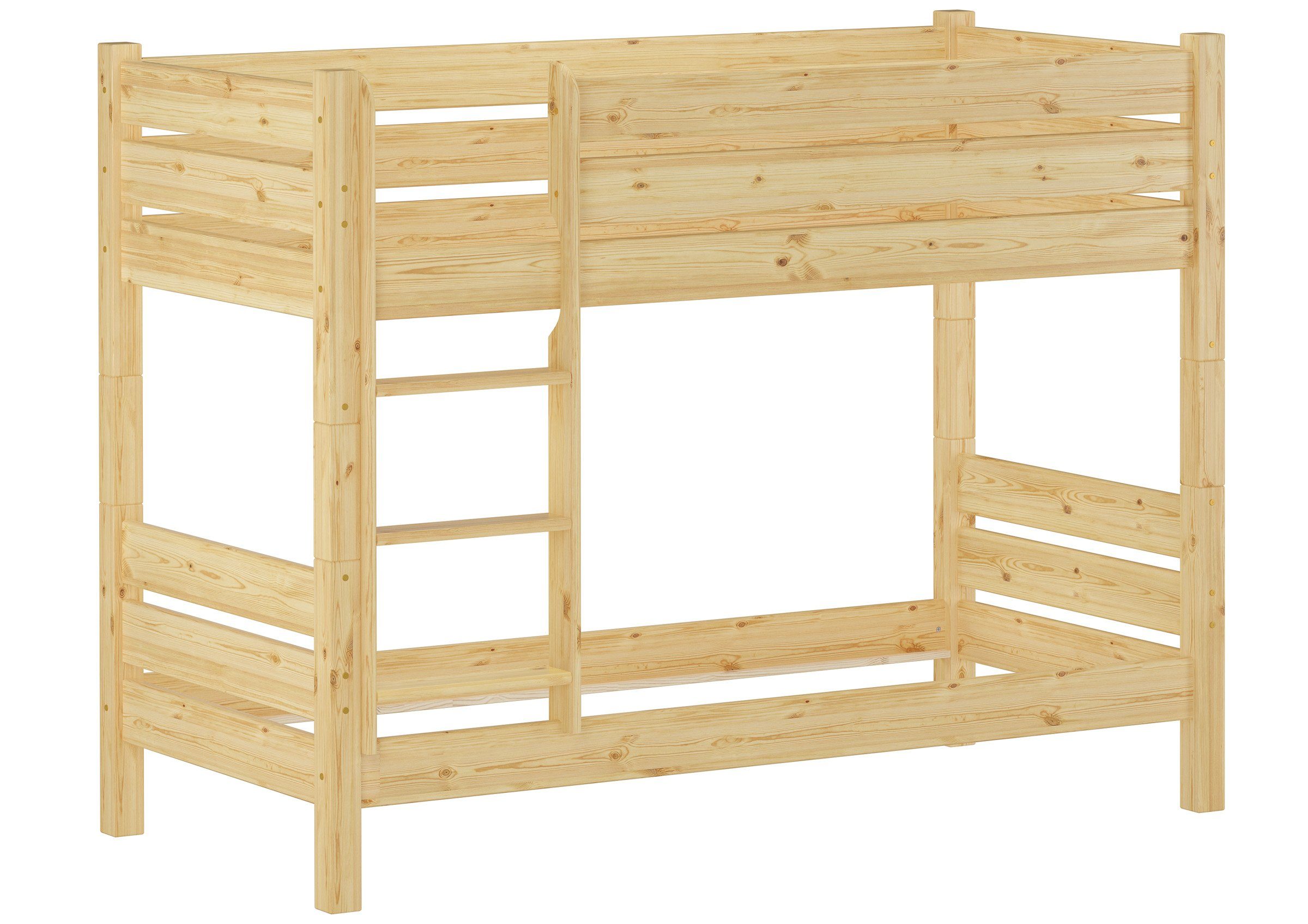 ERST-HOLZ Etagenbett Niedriges Etagenbett 90 x 200 cm Kiefer Massiv Teilbare Nische 80