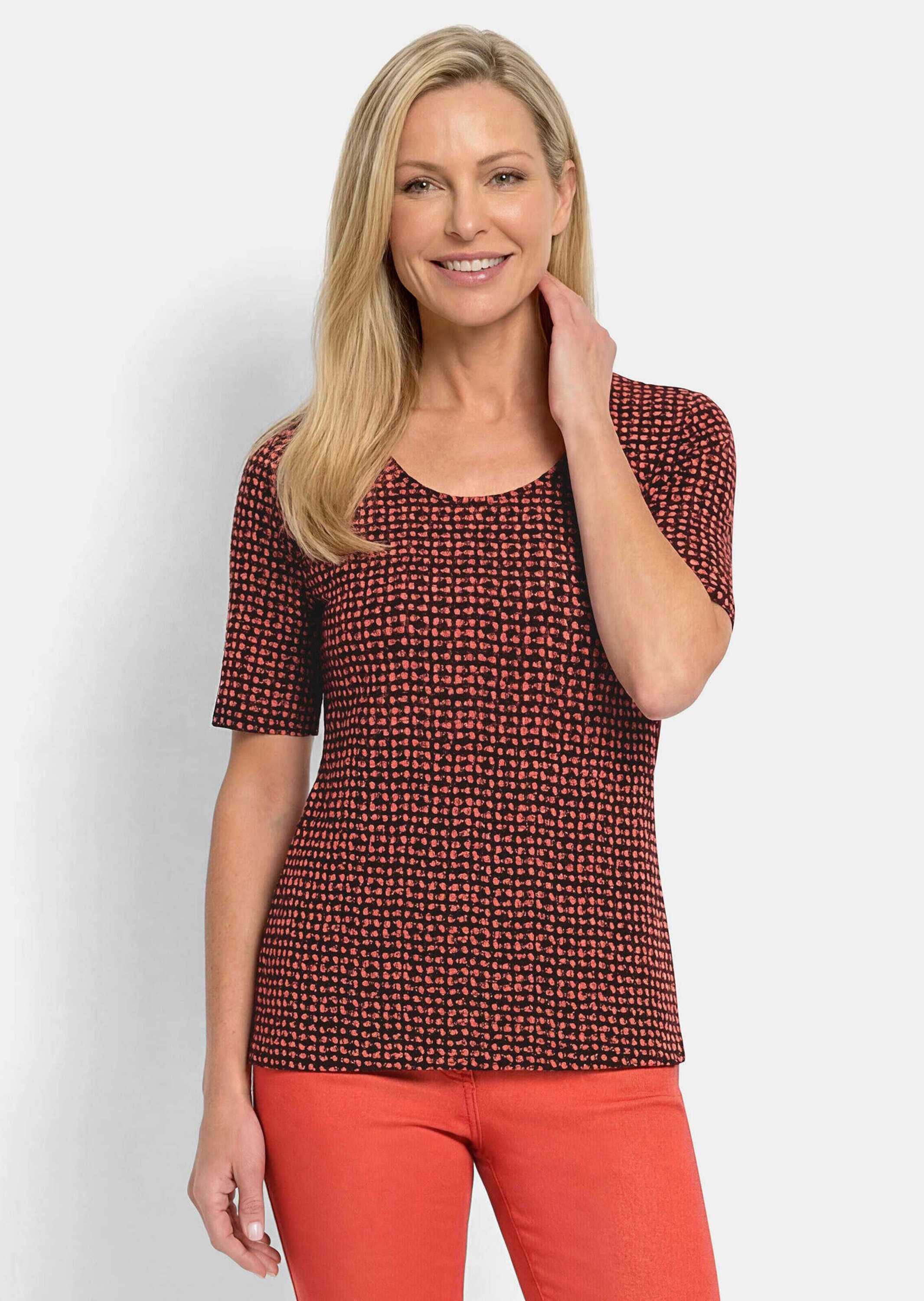 GOLDNER T-Shirt Viskoseshirt mit geometrischem Minimal Print
