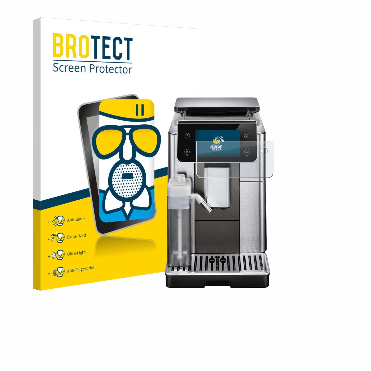 BROTECT Displayschutzglas Folie für DeLonghi PrimaDonna Aromatic ECAM630.75.TSM, Schutzfolie Glas Panzer Display Schutz matt
