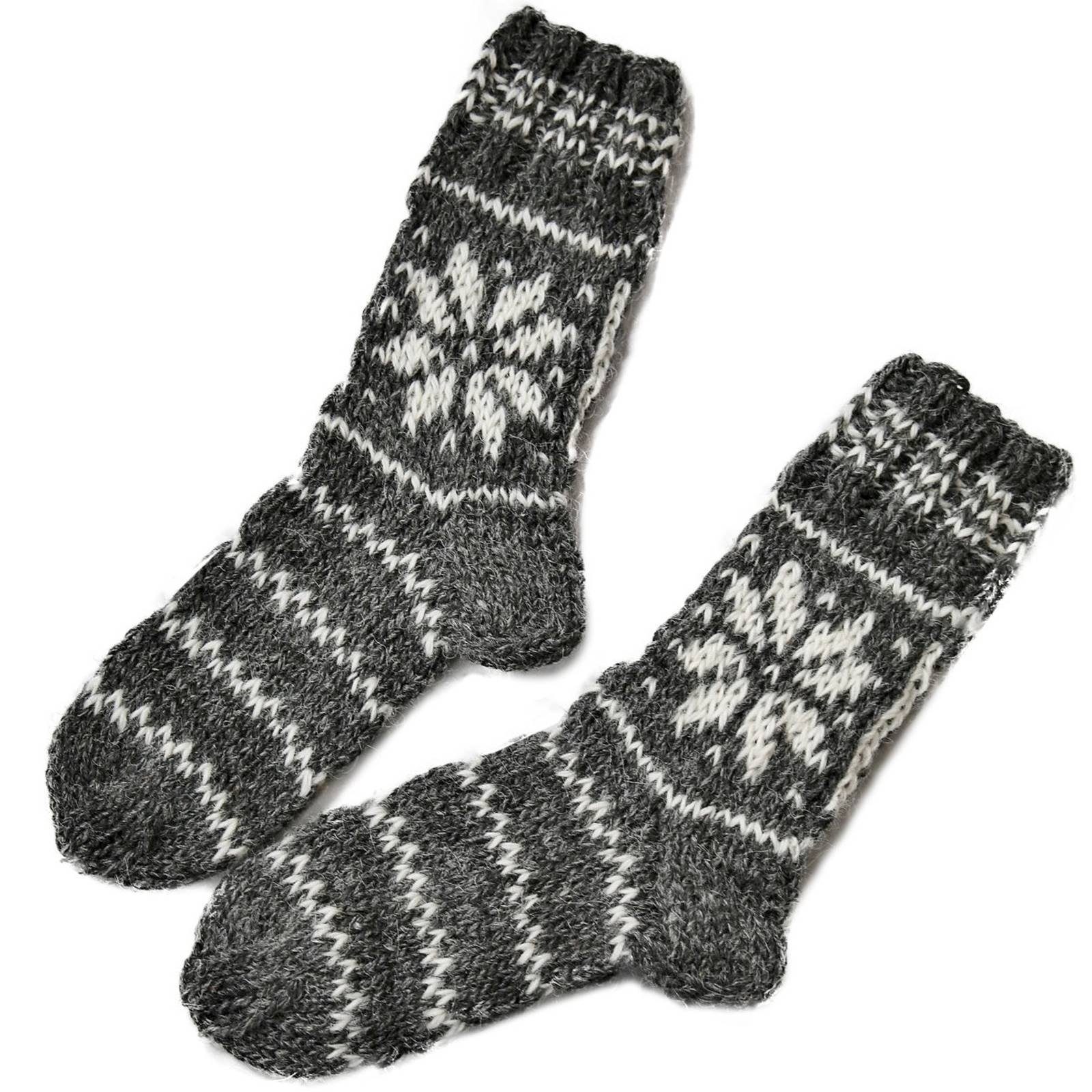 Hollert Haussocken Damen Wollsocken Stricksocken Handgestrickte Socken aus  100% Schafwolle 1 Stern Modell 4