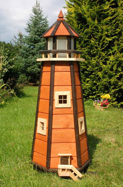 DSH DEKO SHOP HANNUSCH Gartenfigur Leuchtturm 1,10 m aus Holz mit bunter 230 V Beleuchtung