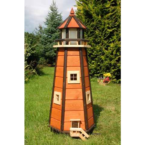 DSH DEKO SHOP HANNUSCH Gartenfigur Leuchtturm 1,10 m aus Holz mit Solar Beleuchtung