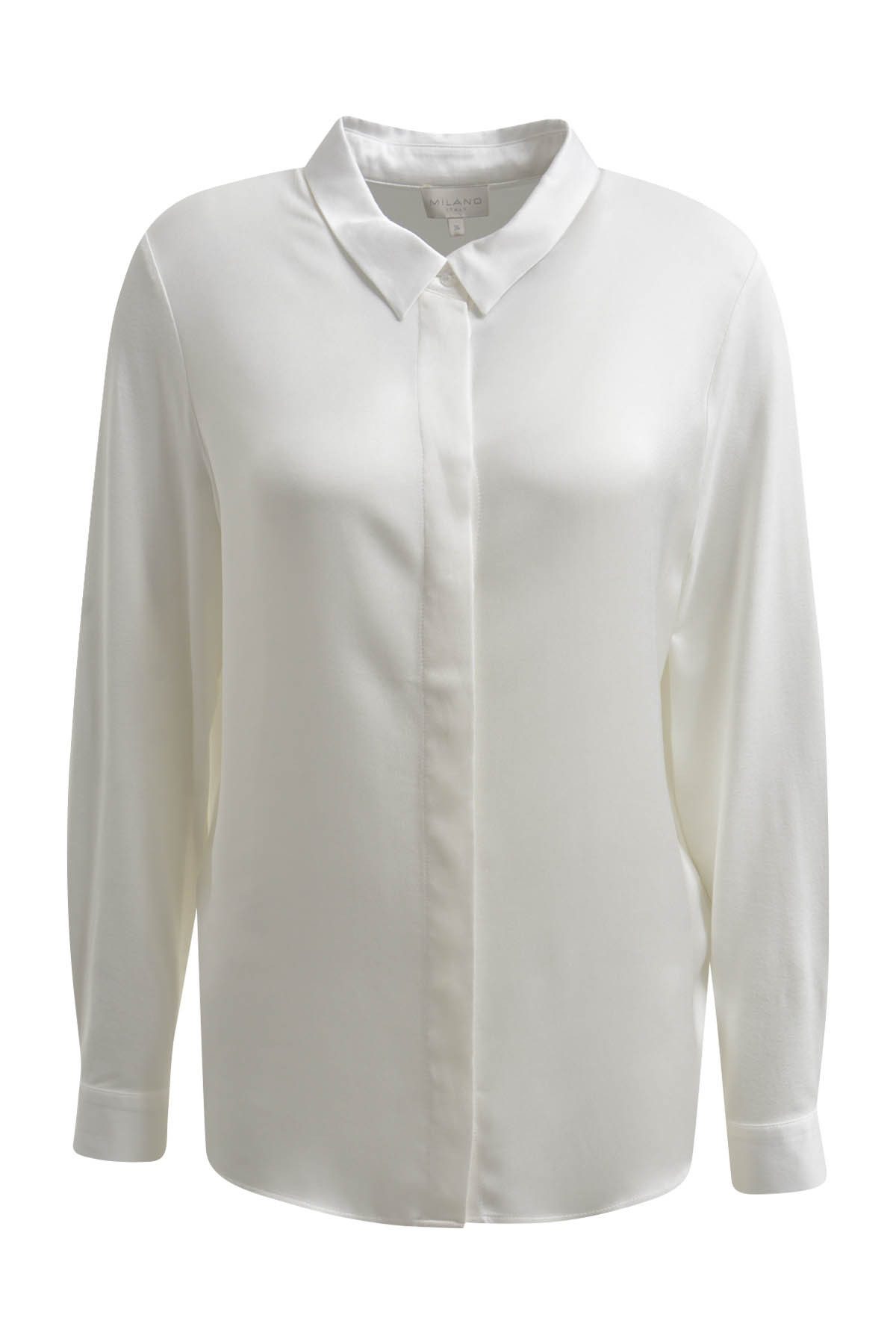 Blusentop BLOUSE WITH COLLAR, PLACKET AND 1/1