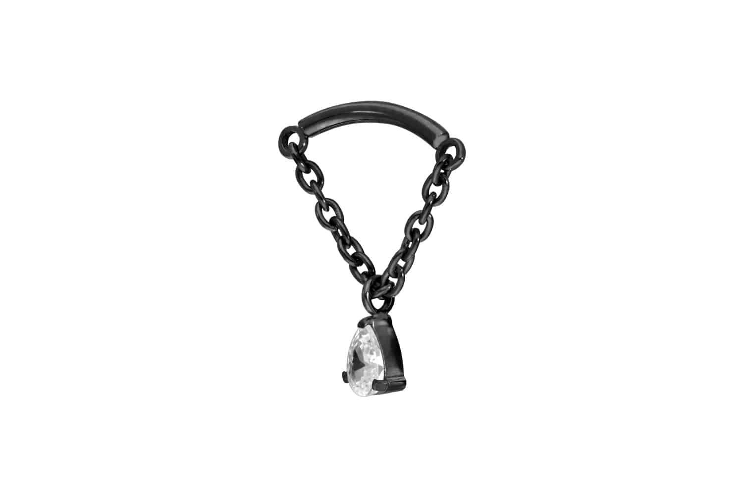 PIERCINGLINE Piercing-Set Titan Schraubaufsatz mit Außengewinde BOGEN + KETTE + KRISTALLTROPFEN (Schraub-Aufsätze, 1-tlg)