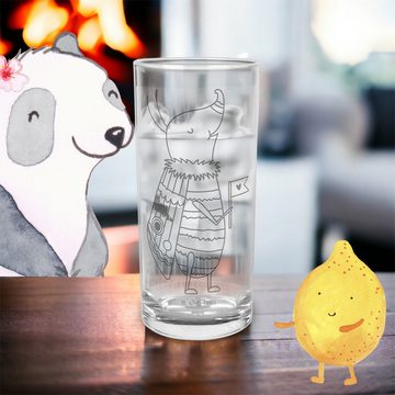 Mr. & Mrs. Panda Glas 400 ml Nachtfalter Fähnchen - Transparent - Geschenk, Küche Deko, Gla, Premium Glas, Magische Gravur