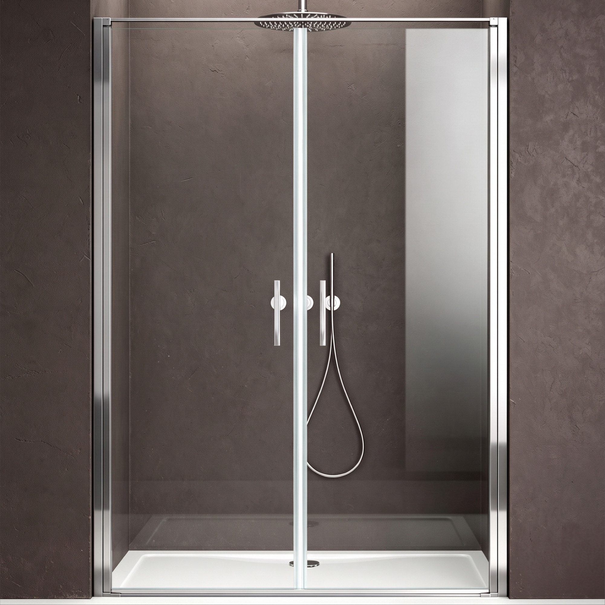 doporro Dusch-Falttür Duschtür Nischentür dusche Hebe-/Senkmechanismus ESG 195cm Teramo66, 90x195 cm, Einscheibensicherheitsglas, 15mm Verstellbereich