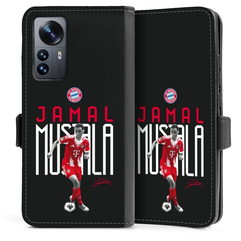 DeinDesign Handyhülle FC Bayern München Jamal Musiala Offizielles Lizenzprodukt, Xiaomi 12 5G Hülle Handy Flip Case Wallet Cover Handytasche Leder