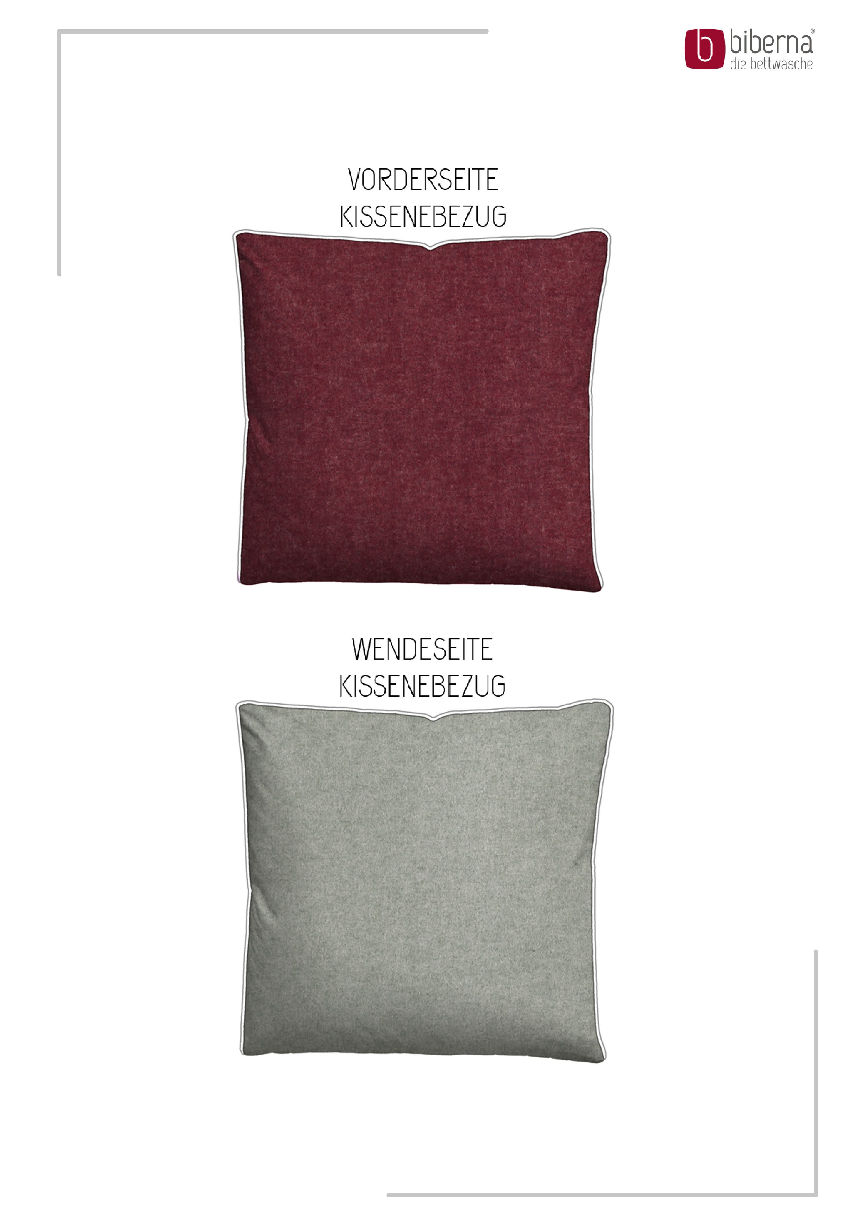 Biberna Kissenbezug 0840500 HERMAL Premium Biber Melange-Flanell 100% Baumwolle, (1 Stück), Kissenhülle, wärmend & weich, Reißverschluss, Satinpaspel – Bild 3 von 5