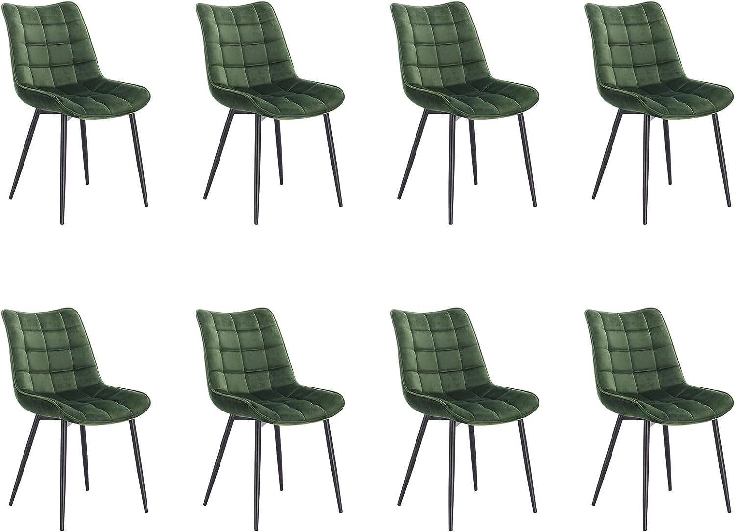 Woltu Polsterstuhl (8 St), Esszimmerstühle mit Rückenlehne aus Samt dunkelgrün