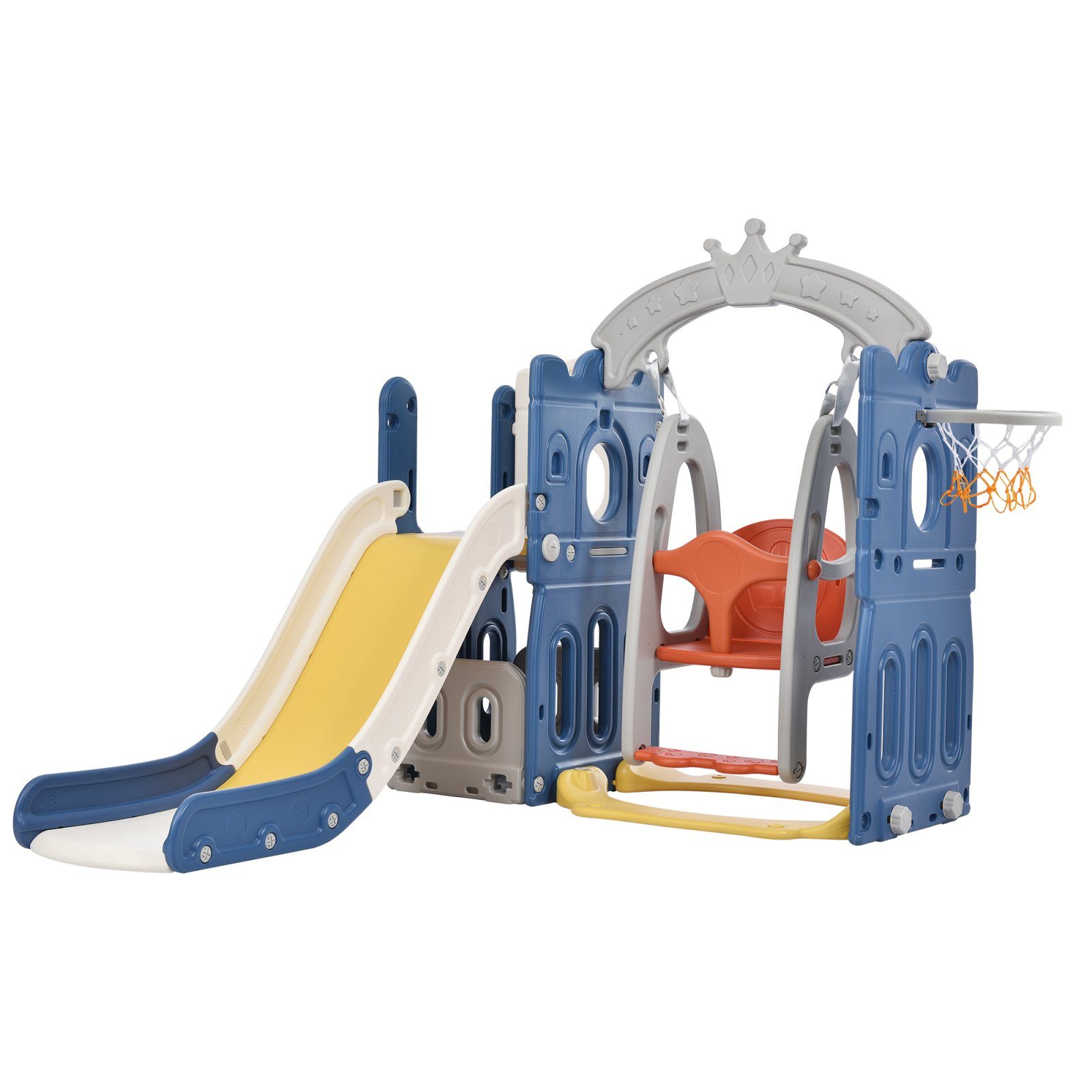 Kletterspielzeug 5 in Spielplatz für Kinder Basketballrahmen Kinderrutsche Stauraum Schaukel Indoor-Rutsche Slide Gartenrutsche SEEZSSA 1 Klettern Kinder,