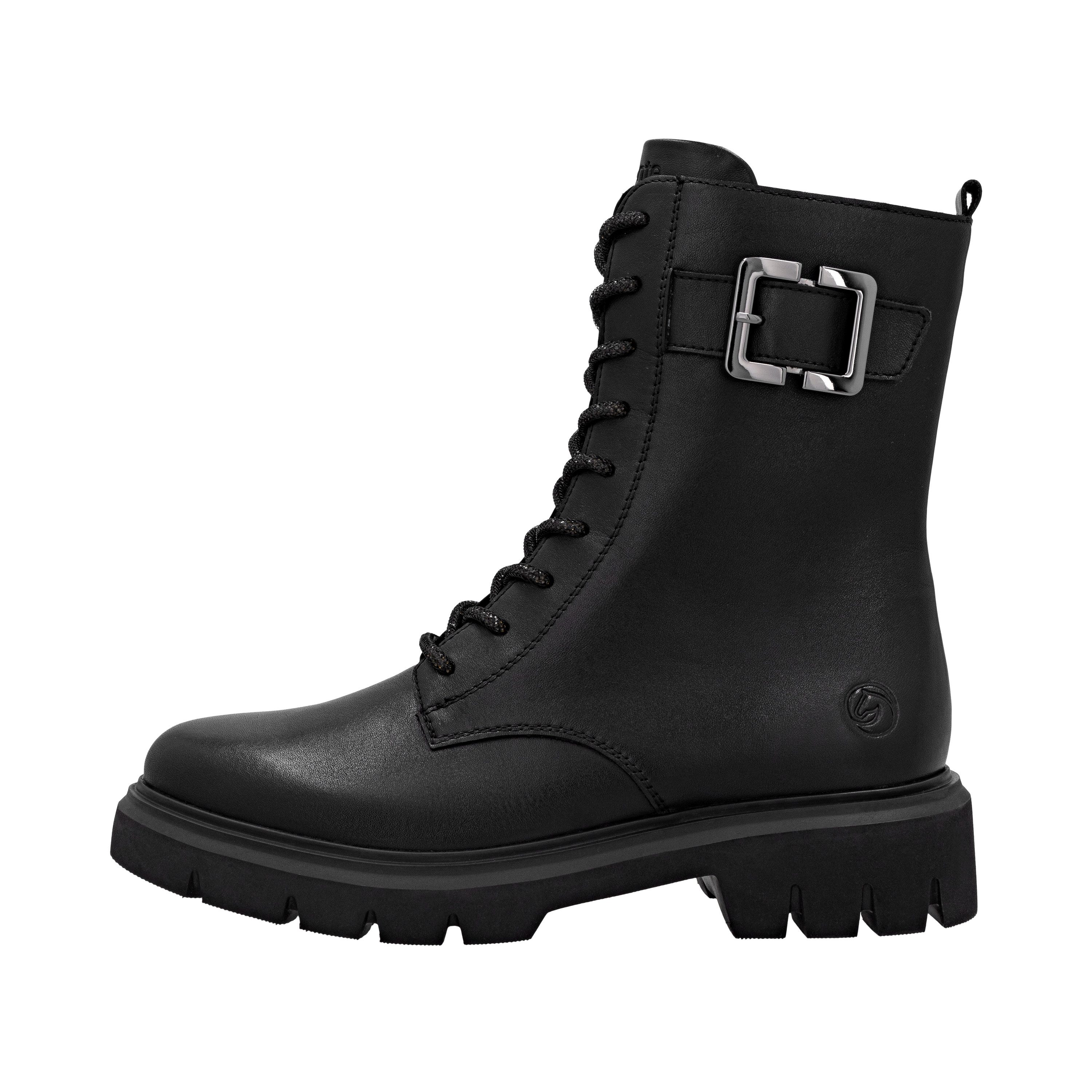 Remonte Schnürboots Stiefelette, Boots, Profilsohle, Blockabsatz mit Zierschnalle