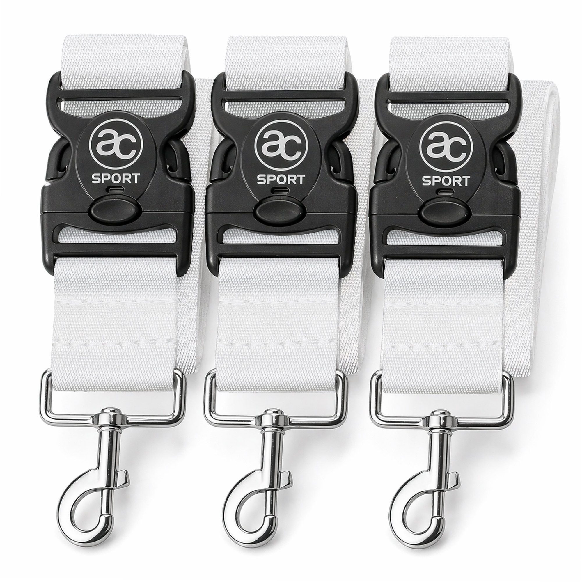 ac SPORT Tennisnetz Regulierband 3er Set – Extra stabil, & wetterbeständig (Packung, 3 Regulierbänder), Rostfreier Edelstahl-Karabiner, Witterungs- & UV-beständig