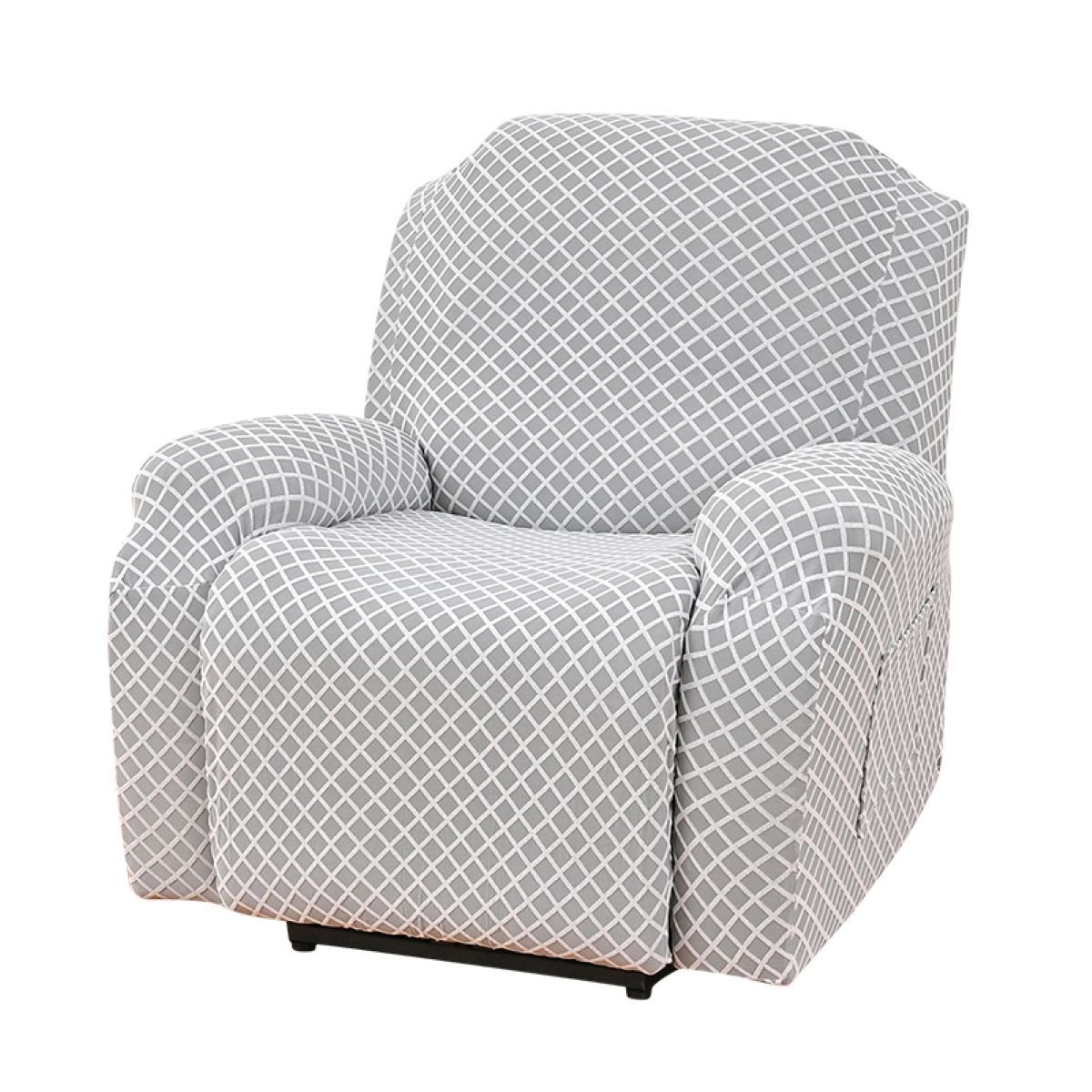 Weiß+Grau Relaxsessel HOMEIDEAS, 3 Stretchhusse Sesselbezug,4-Teilig Sesselhusse, für