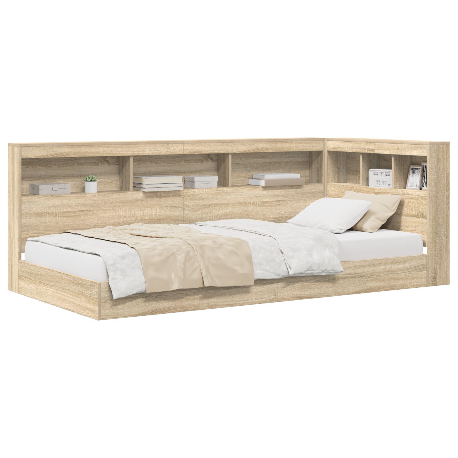 vidaXL Bett Bücherregal Bett Sonoma Eiche günstig online kaufen