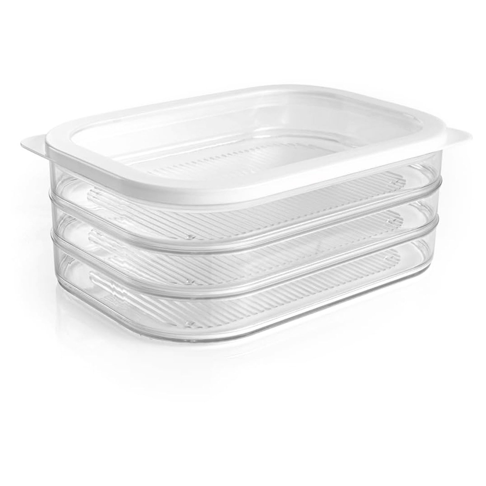 GOURMETmaxx Vorratsdose Aufschnittboxen Kühlschrank Wurst Käse Frischhaltedosen, Polypropylen, (1-tlg), mit Deckel 3 Lagen 3 x 550 ml