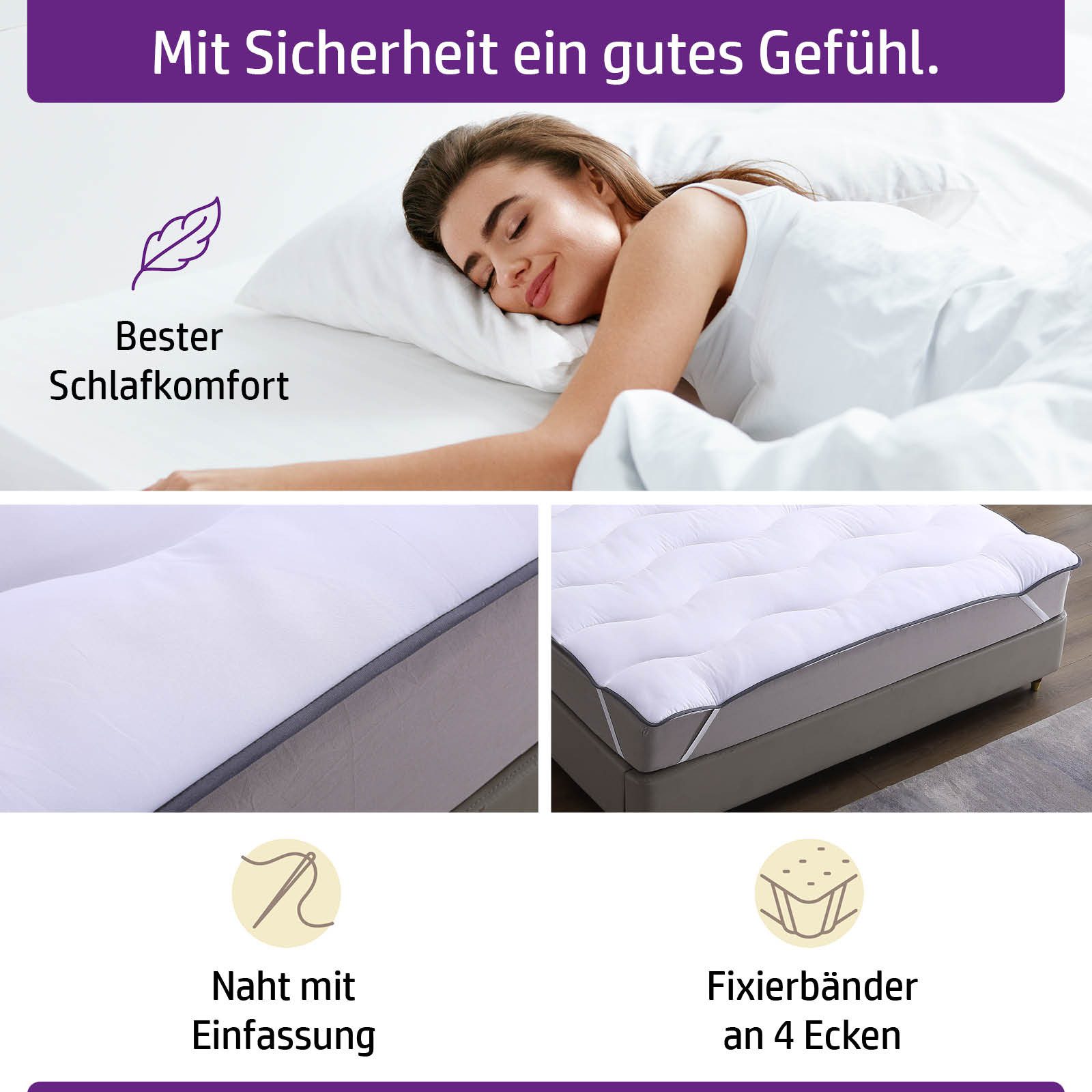 AMBINESS, Topper Matratzentopper Mikrofaser Wolke 80x200cm - 180x200cm, 7 cm hoch, Polyester, Beste Luftzirkulation temperaturregulierend Maschinenwaschbar