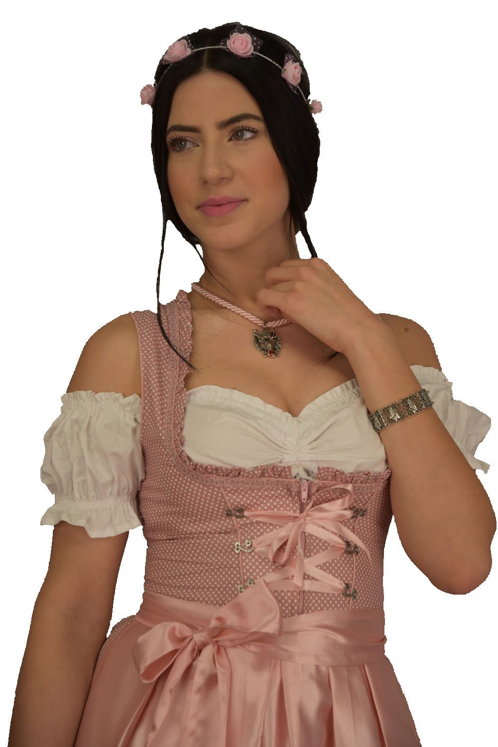 Entari Dirndl Trachtenkleid 517gt Rose Weiß günstig online kaufen