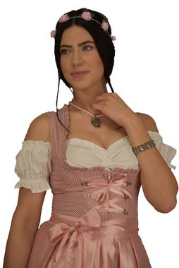 Entari Dirndl Trachtenkleid 517gt Rose Weiß gepunktet Golden Trachten (3tlg) gepunktet