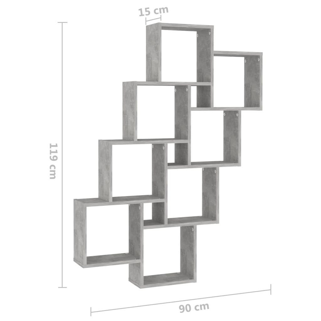 furnicato Würfelregal Betongrau Holzwerkstoff Wandregal 90x15x119 cm