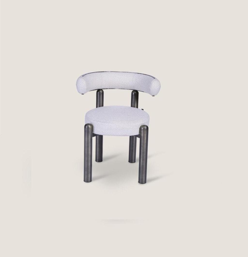Made Einsitzer Weißer in Stuhl Polster (1 Europa JVmoebel Stühle Esszimmer Metalfüße St), Stuhl Designer