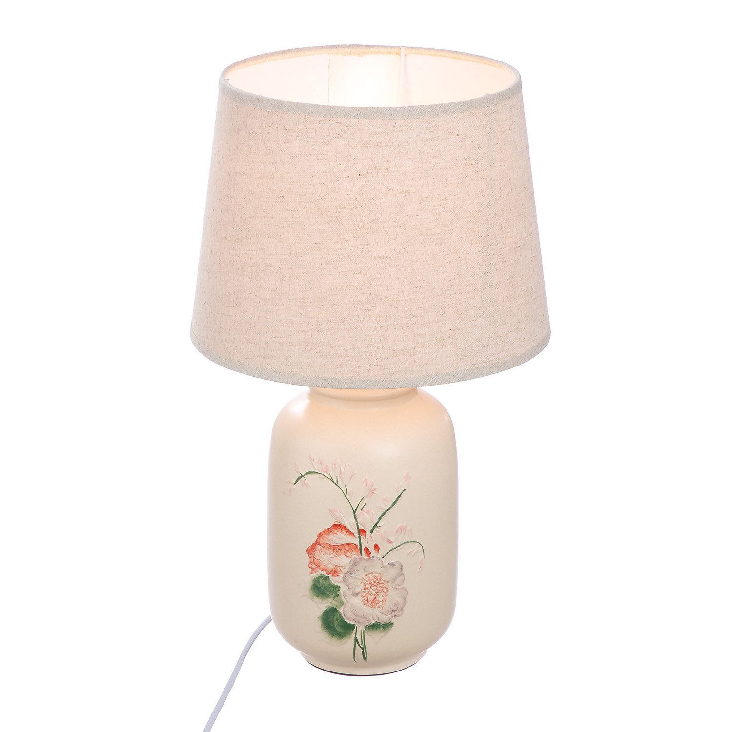 GILDE Tischleuchte FIORITO Tischleuchte - beige - Keramik - Höhe 43cm x Ø 24cm - Lampe, Tischlampe - Schreibtischlampe - Nachttischlampe