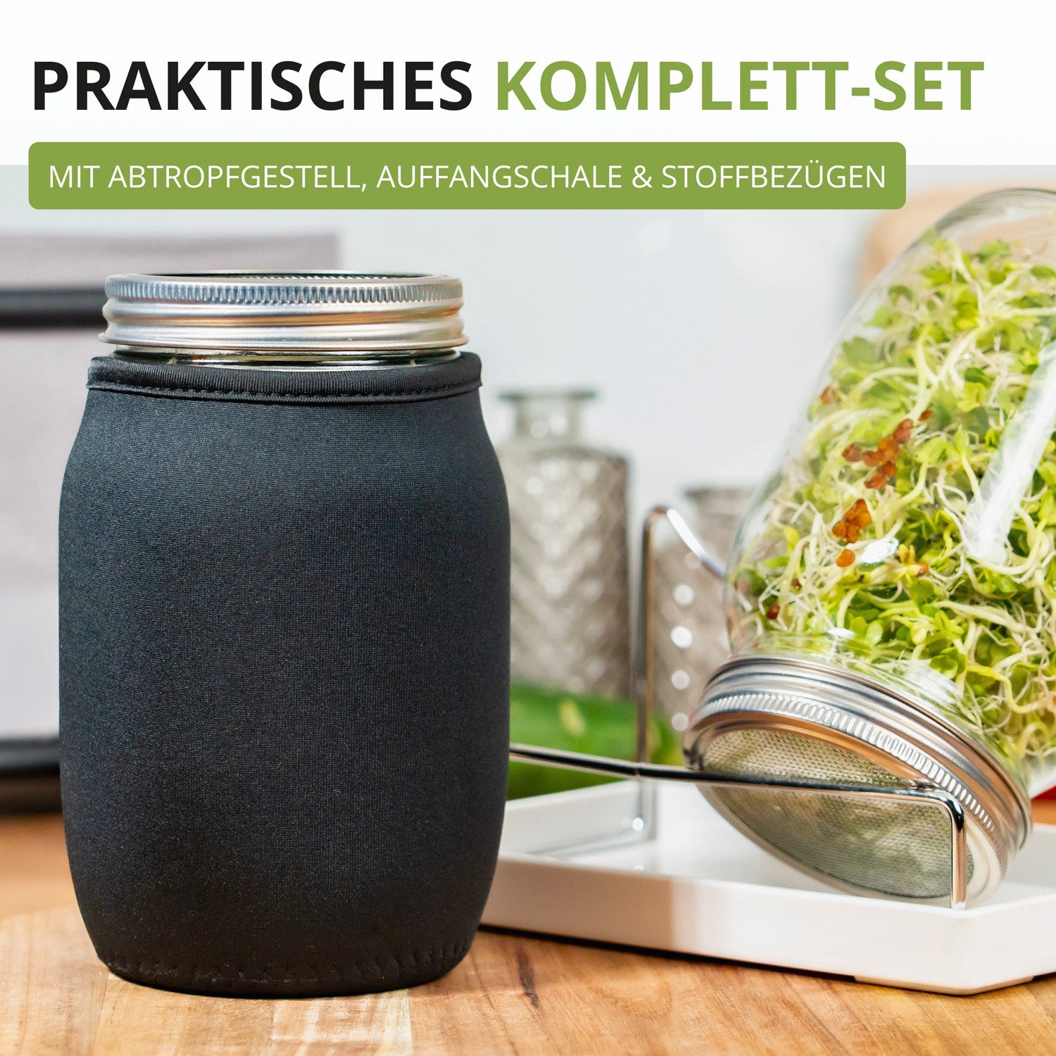 WESTMARK Anzuchttopf Sprossenglas-Set, 2 Gläser, 950 ml