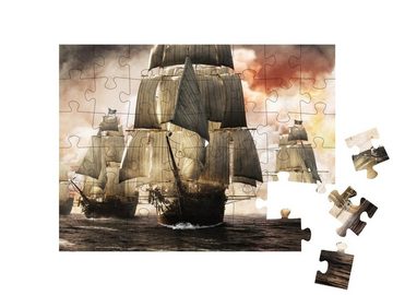 puzzleYOU Puzzle Piratenschiff-Flotte nach erfolgreichen Raubzug, 48 Puzzleteile, puzzleYOU-Kollektionen Historische Bilder