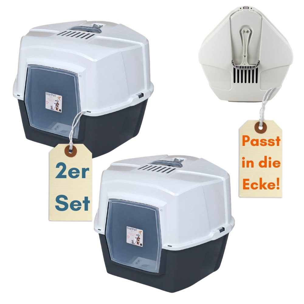 GarPet Katzenecktoilette 2er Set Große Eck Katzentoilette Katzenklo Ecke mi günstig online kaufen