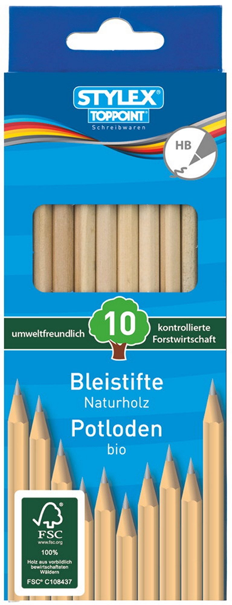 Stylex Schreibwaren Bleistift 10 Bleistifte aus Naturholz / Härtegrad: HB