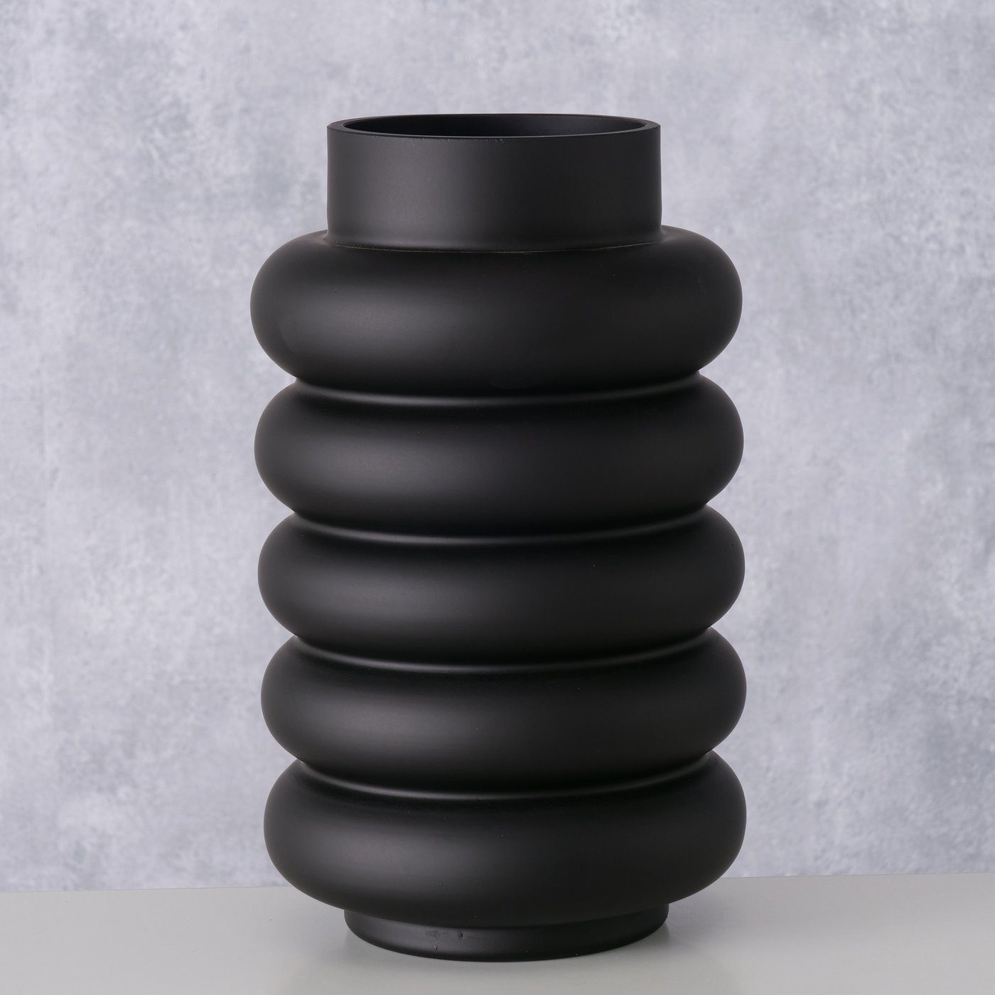 BOLTZE Dekovase H25cm, "Ribbo" Glas schwarz matt in aus Vase