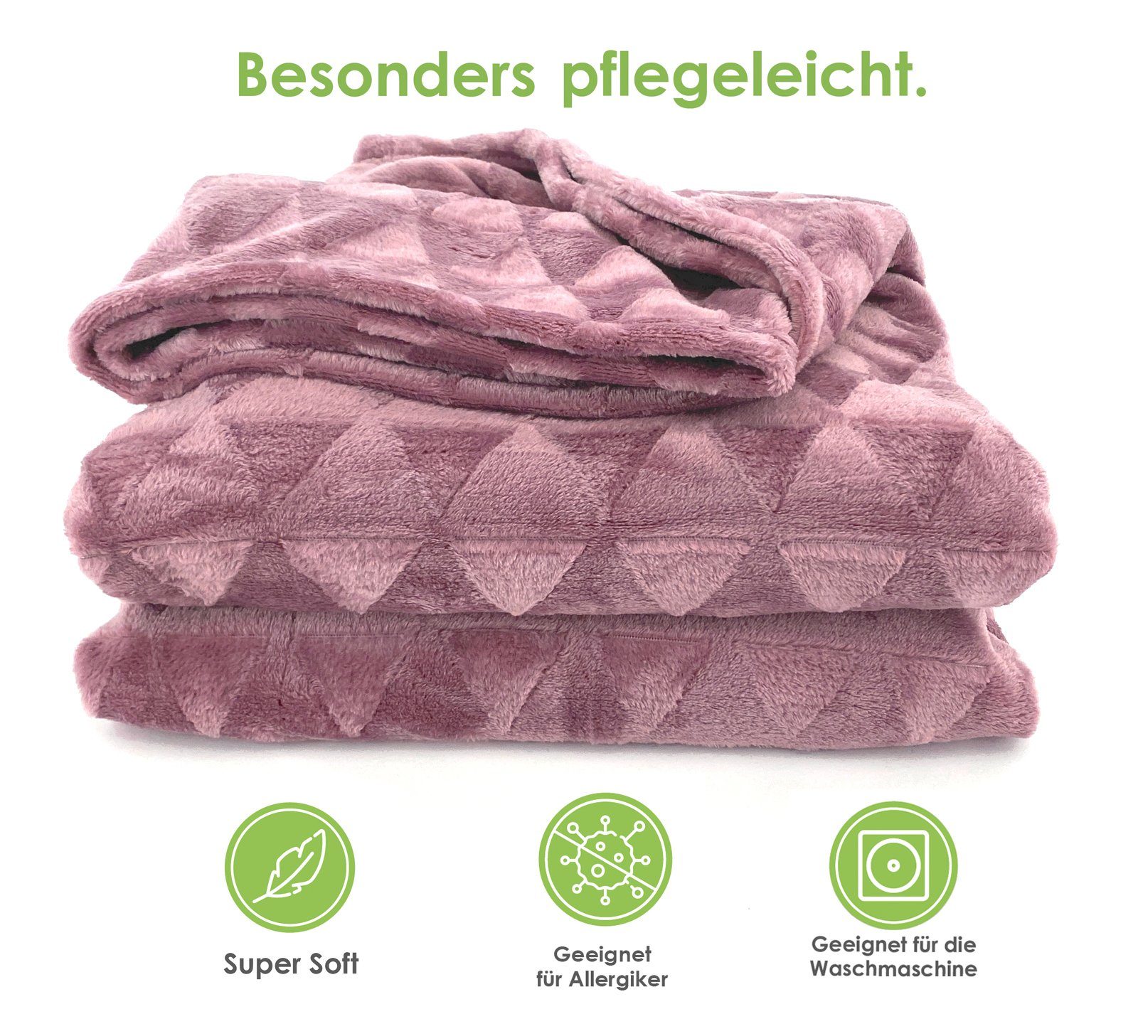 Wohndecke Soft Flanell Kuscheldecke Triangel Raute Sofadecke, heimtexland, super weich und flauschig, Allergiker geeignet, atmungsaktiv