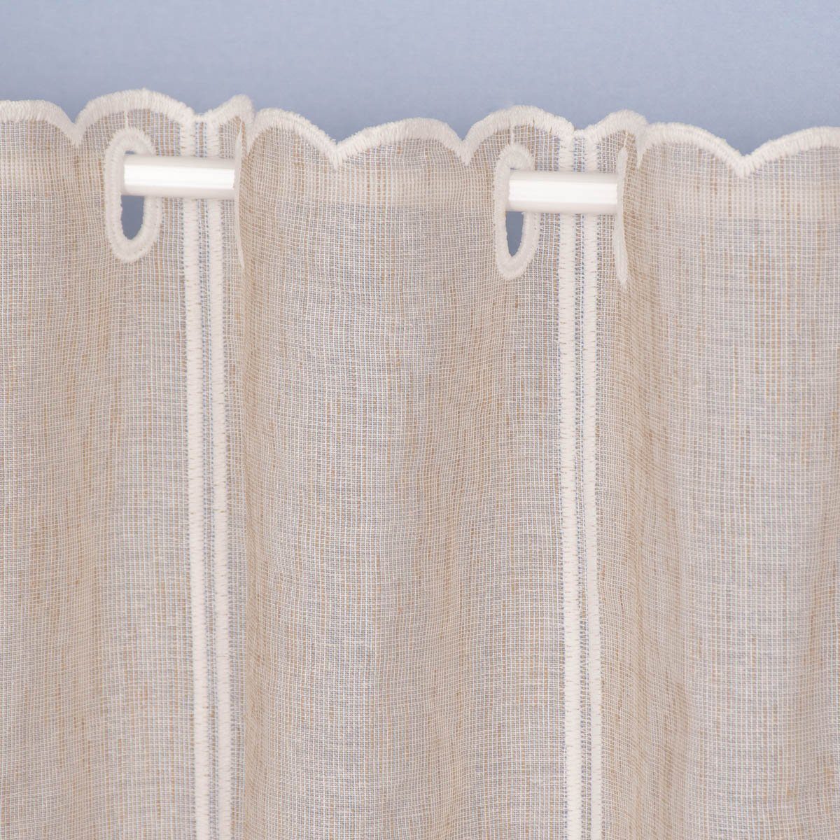 SCHÖNER LEBEN. Meterware Scheibengardine Meterware Landhausgardine Stickerei Herzchen nähfrei, halbtransparent, Polyester, bestickt