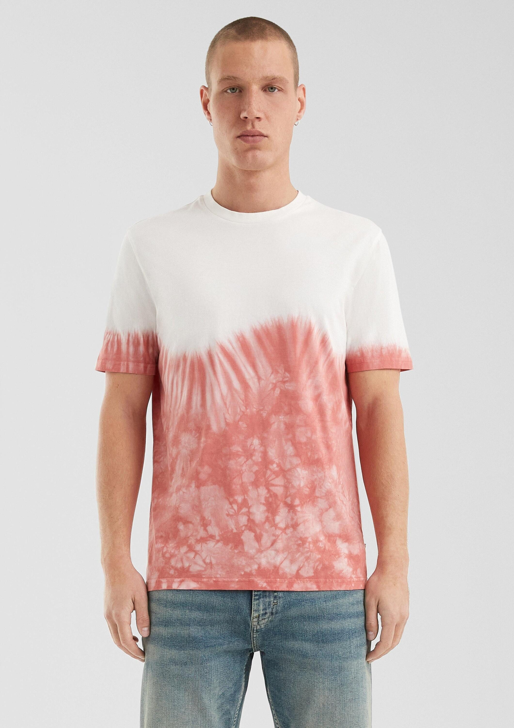 QS Kurzarmshirt T-Shirt T-Shirt mit Rundhalsausschnitt und Batikeffekt