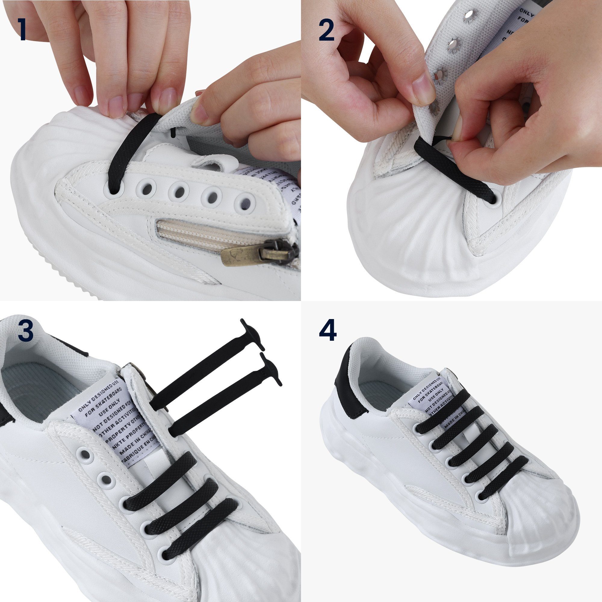 kwmobile Schnürsenkel 12x Elastische Schnürsenkel aus Silikon, Schnürband ohne Schuhe binden - Schuhbänder für Kinder