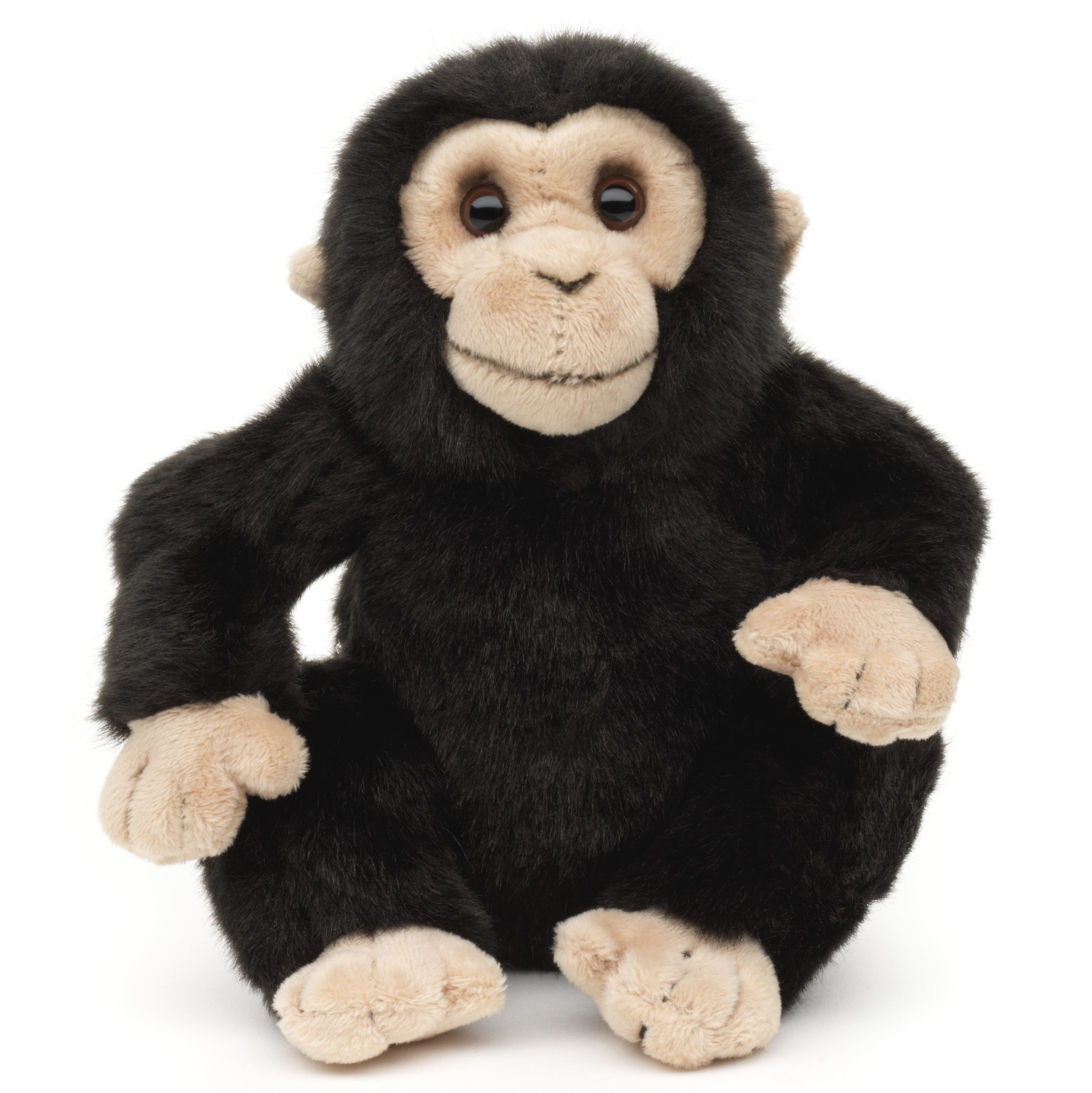 Uni-Toys Kuscheltier Schimpanse, sitzend - 18 cm (Höhe) - Plüsch-Affe - Plüschtier, zu 100 % recyceltes Füllmaterial