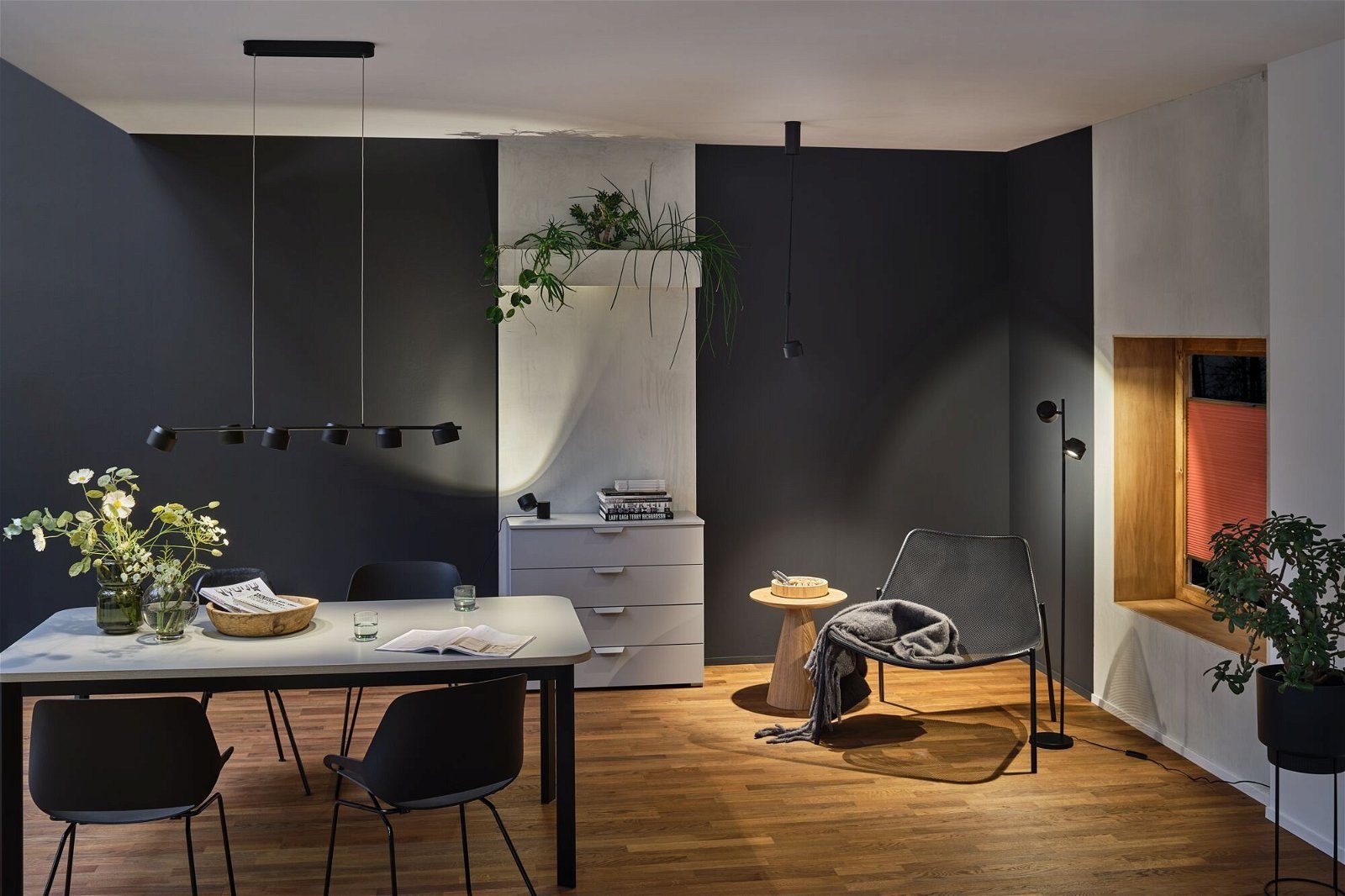Paulmann LED Pendelleuchte Puric Pane Smart Home Zigbee 6x6W Schwarz/Grau 230V Kunststoff/Metall, LED fest integriert, Warmweiß