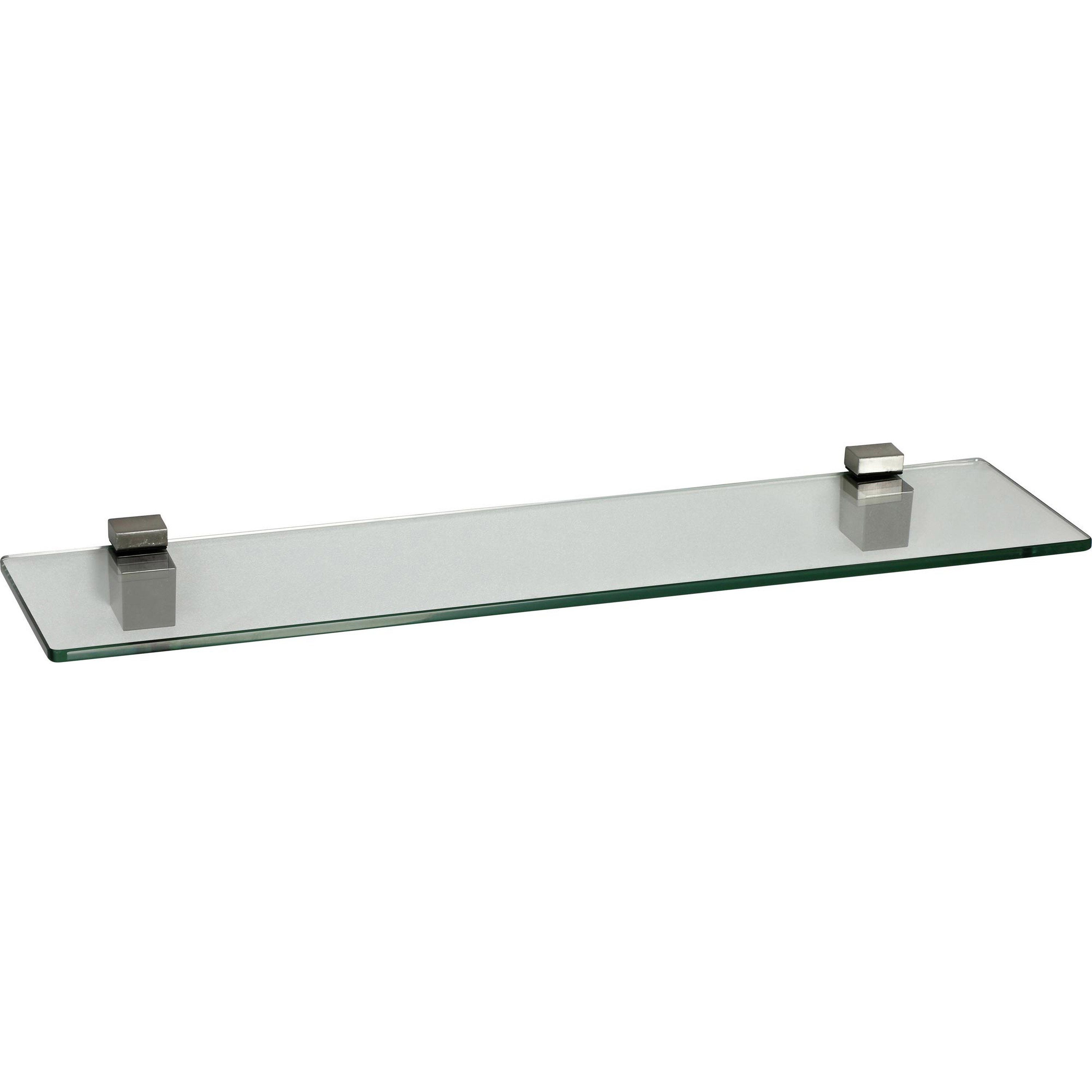 ib style Wandregal Glasboden 8mm klar 60 x 15 cm + Bagi Verchromt, Glasboden aus ESG-Sicherheitsglas - Wandregal